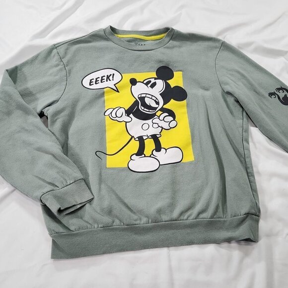 Disney Mickey Mouse EEK! Graphic Green Crewneck Sweatshirt Men’s Large Lot G - Picture 1 of 3